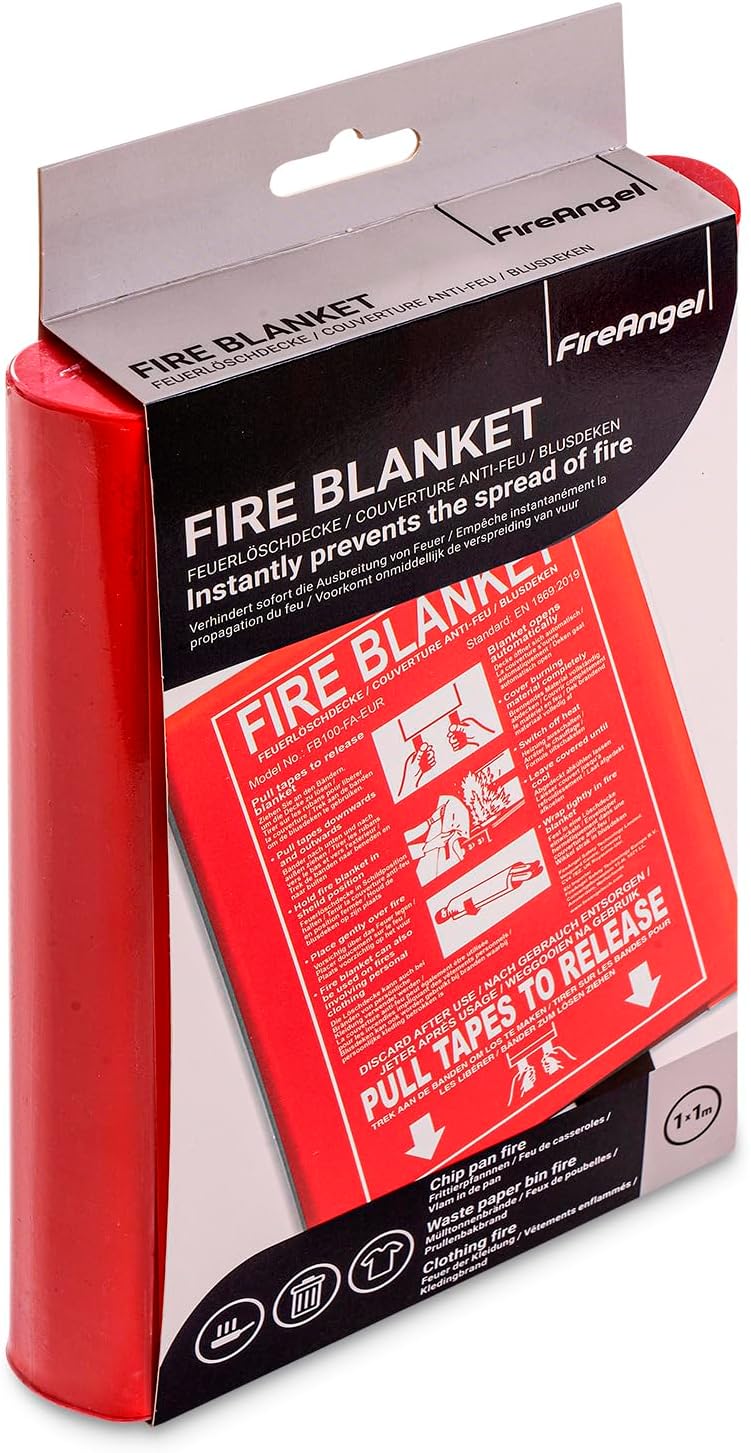 FireAngel 1 x 1 m Fire Blanket Kitchen Home Caravan EN 1869:2019 550C