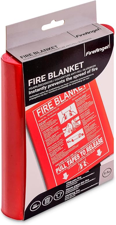FireAngel 1 x 1 m Fire Blanket Kitchen Home Caravan EN 1869:2019 550C