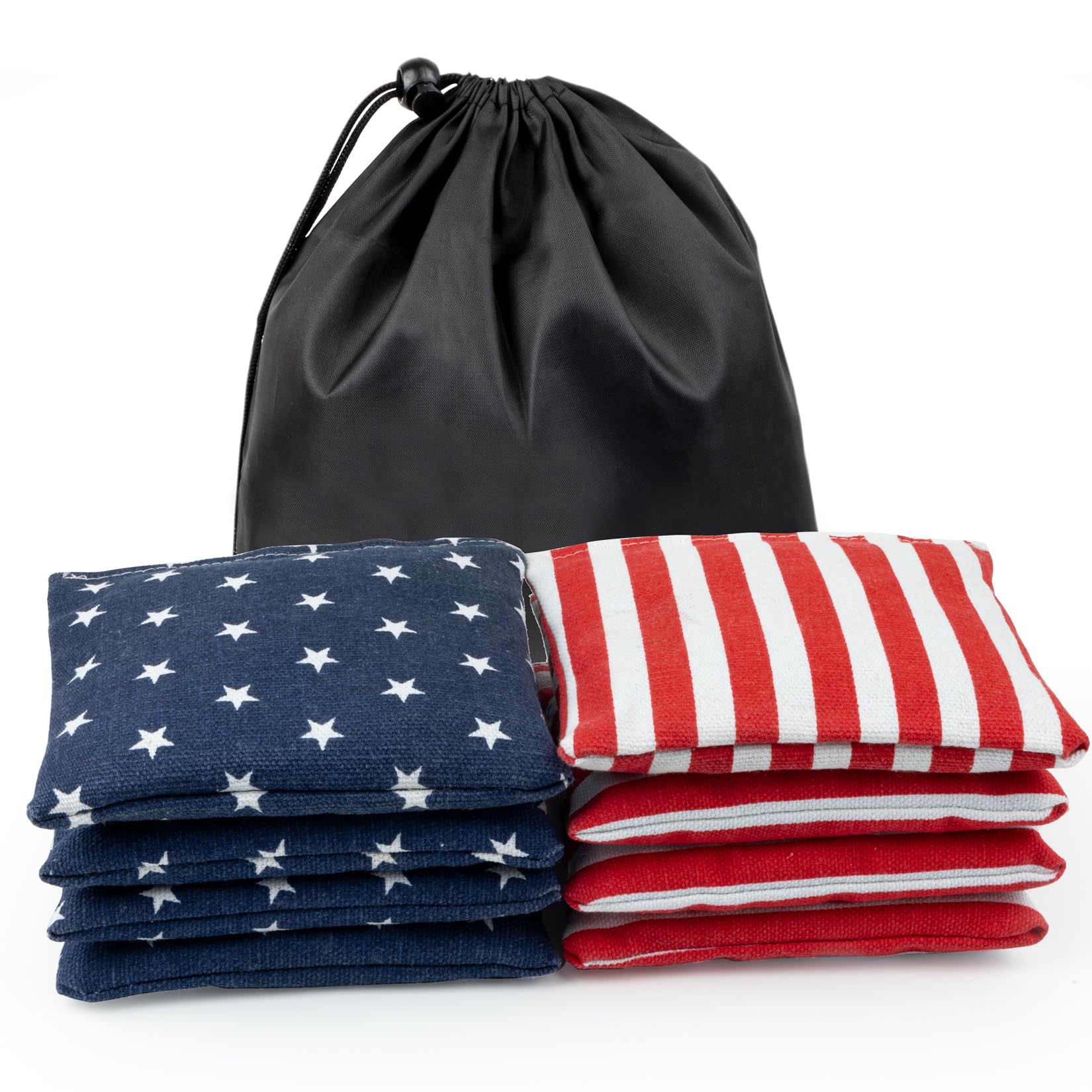 WOFEU Cornhole Bean Bags for Tossing, 4.7” x 4.7” Cornhole Bags Set of 8, Throwing BeanBag for Kids & Adults, Two Color All Weather Cornhole Beans Bag Set with Tote Bag