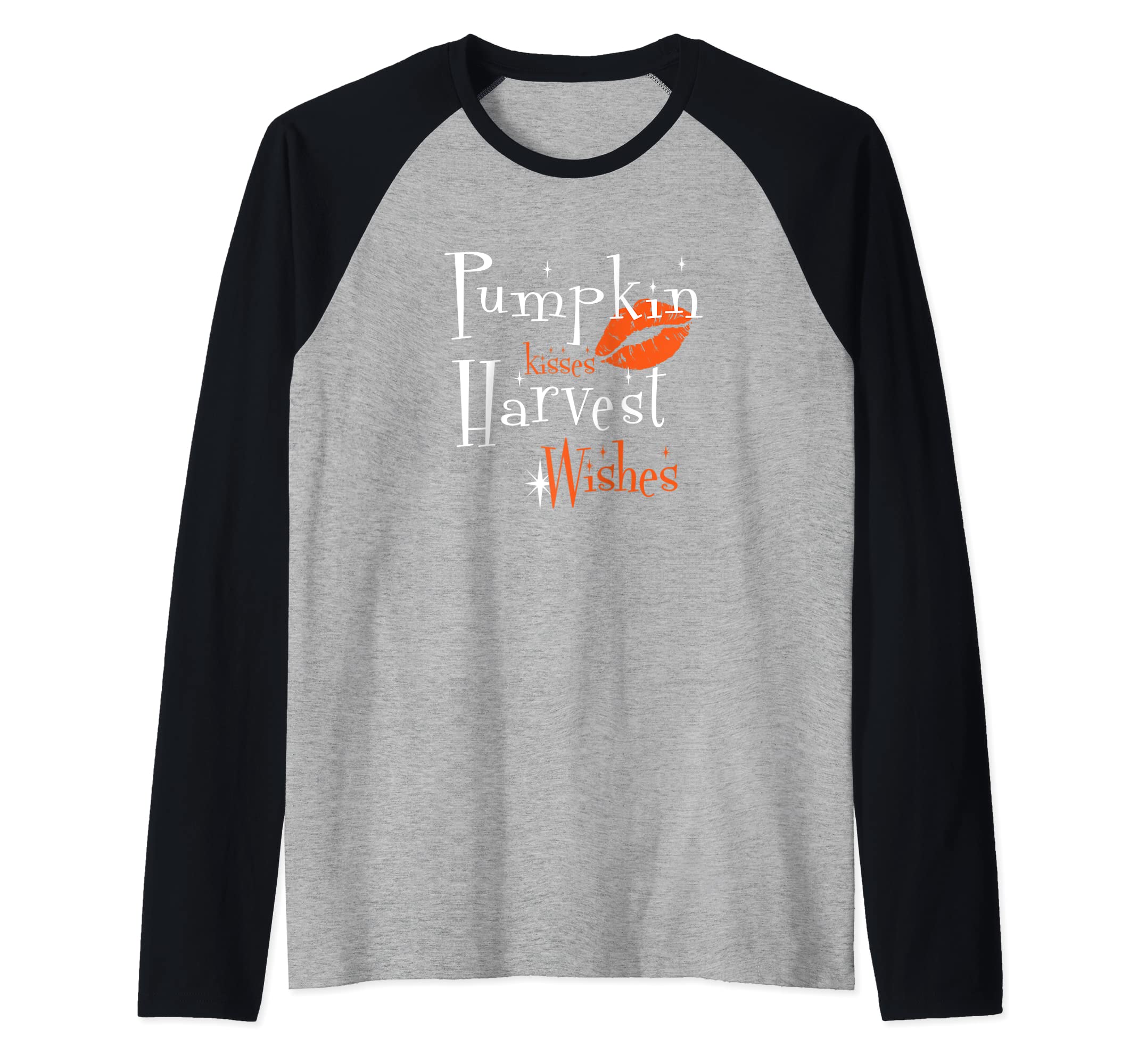 Pumpkin Kisses Harvest Wishes Fall Autumn Thanksgiving Raglan Baseball Tee