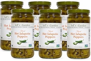 Jeff's Garden Sliced Hot Jalapeno Peppers | Non-GMO, Gluten Free, Keto, Vegan, Kosher | 12 Fluid Ounce Jar (Pack of 6)