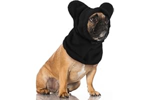 Clysee Winter Dog Hats Quiet Ears for Dogs Ear Muffs Pet Neck Warmer Scarf Hoodie Noise Protection Cover Beanie Head Wrap Costume for Pet Dog Cats(Black,S)