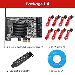 MZHOU PCIe SATA Card 8 Port with 8 SATA Cables and