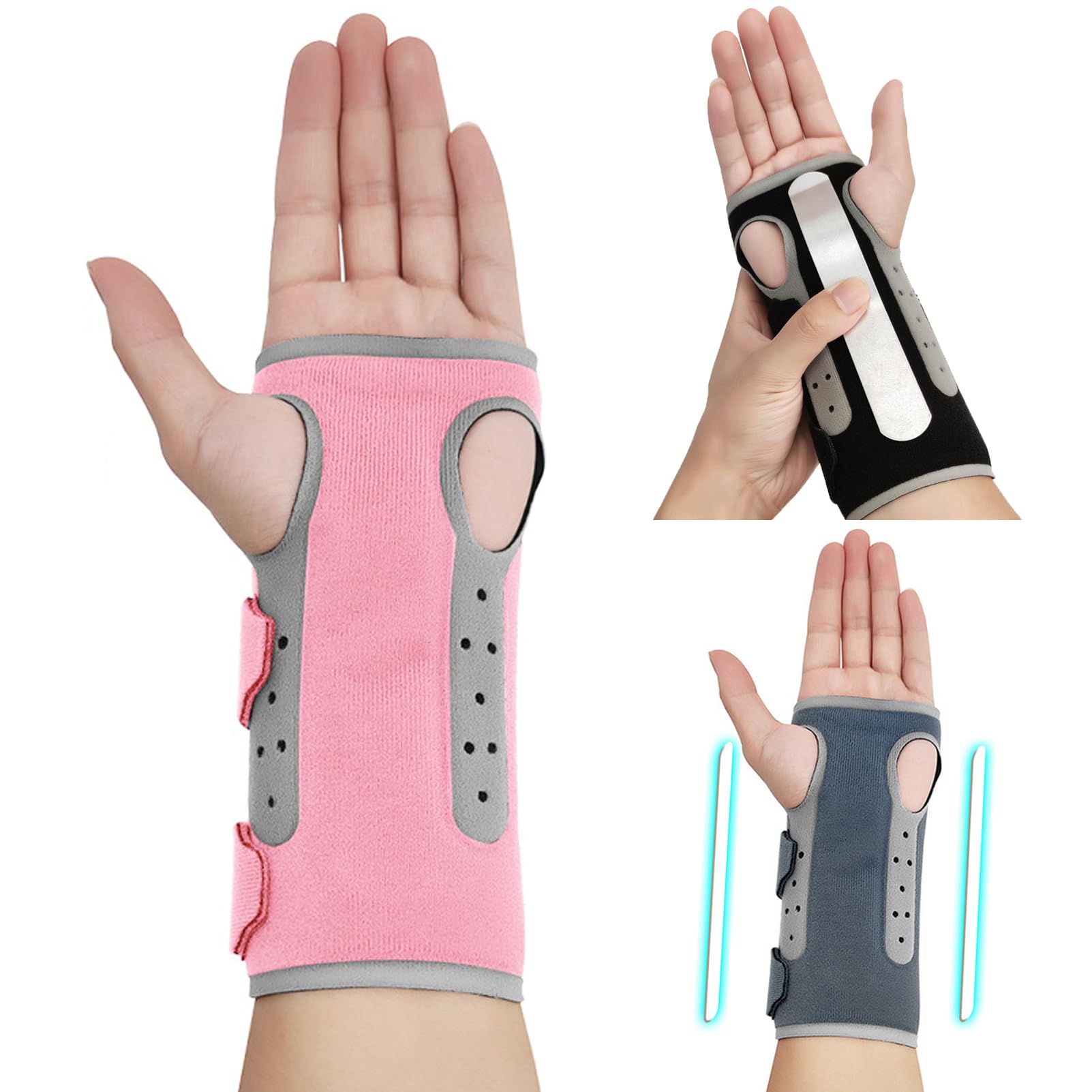 SONGQEE Carpal Tunnel Wrist Splint Support for Right Left Hand, Breathable Wrist Support Brace for Arthritis, Hand Support Stabilizer for Men Women Relieve Pain Tendonitis Sprain Universal size