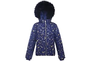 Rokka&Rolla Girls' Heavyweight Puffer Jacket Quilted Winter Coat with Hooded Faux Fur