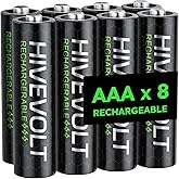 HIVEVOLT Rechargeable AAA Batteries,1100mAh High Capacity Triple A Battery NiMH Low Self Discharge, 8 Count