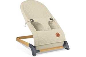 ANGELBLISS Baby Bouncer, Portable Bouncer Seat for Babies, Infants Bouncy Seat with Fabric, Natural Vibrations (Apricot)