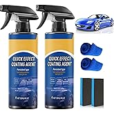2Pcs Car Coating Spray,Advanced Car Quick-Acting Coating Agent Spray,Car Scratch Wax Polish Sprays Waterless Wash,Oil Film Emulsion Glass Cleaner(Sponge+Cloth)