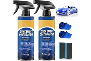 GENERIC 2Pcs Car Coating Spray,Advanced Car Quick-Acting Coating Agent Spray,Car Scratch Wax Polish Sprays Waterless Wash,Oil Film Emulsion Glass Cleaner(Sponge+Cloth)