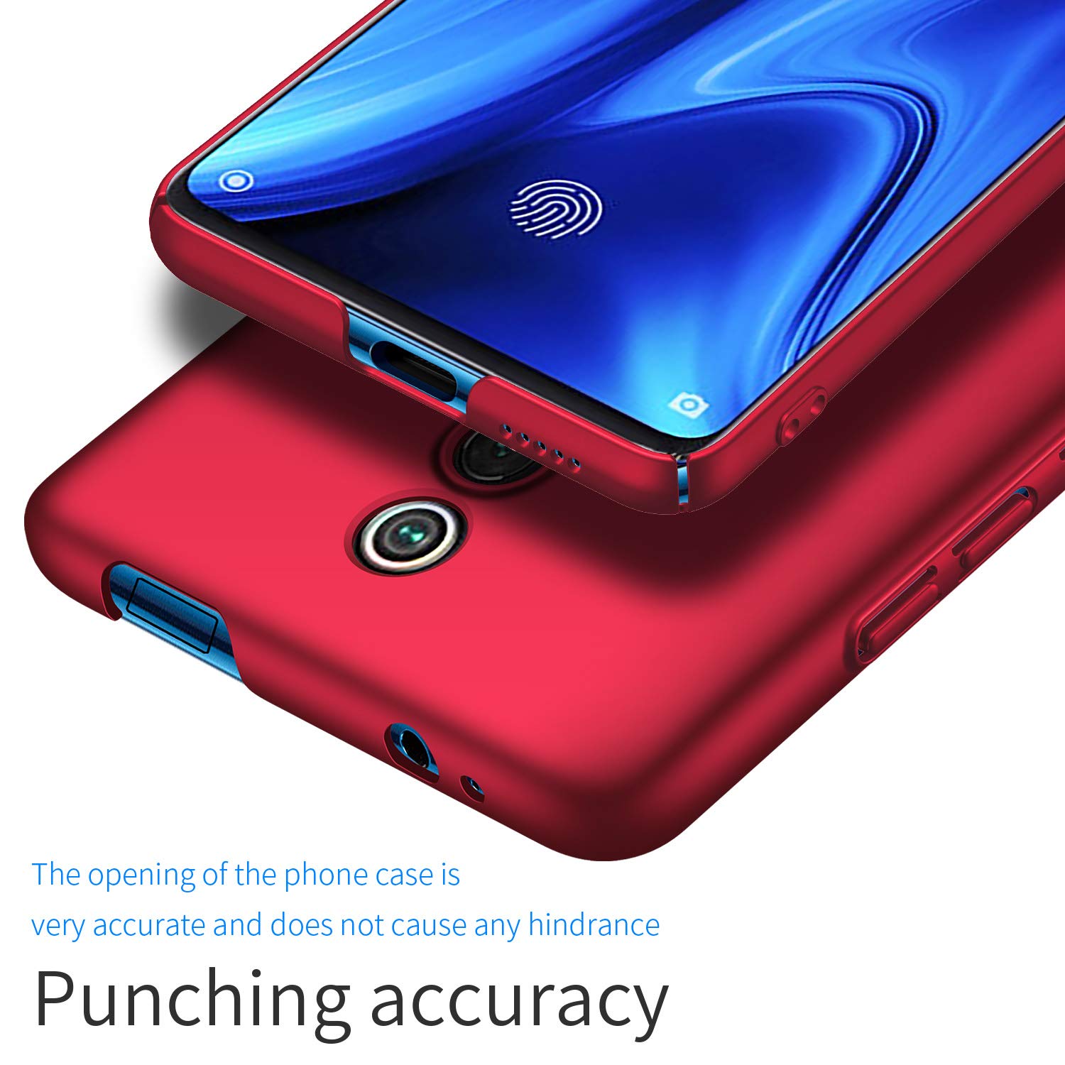 UCMDA Funda Xiaomi Mi 9T / Xiaomi Mi 9T Pro con Protector de Pantalla, Carcasa Duro Funda Xiaomi Mi 9T / Xiaomi Mi 9T Pro con Cristal Templado - Rojo