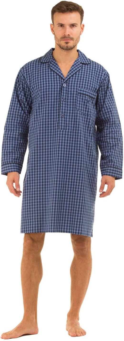 Haigman Nightwear Mens Lightweight Poplin 100% Cotton 7391 Nightshirt