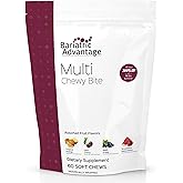 Bariatric Advantage Multi Chewy Bite - Soft Chew Multivitamin for Bariatric Surgery Patients - Chewable Multivitamin with Folic Acid, Vitamin D3 & More - Assorted Fruit Flavor - 60 Count