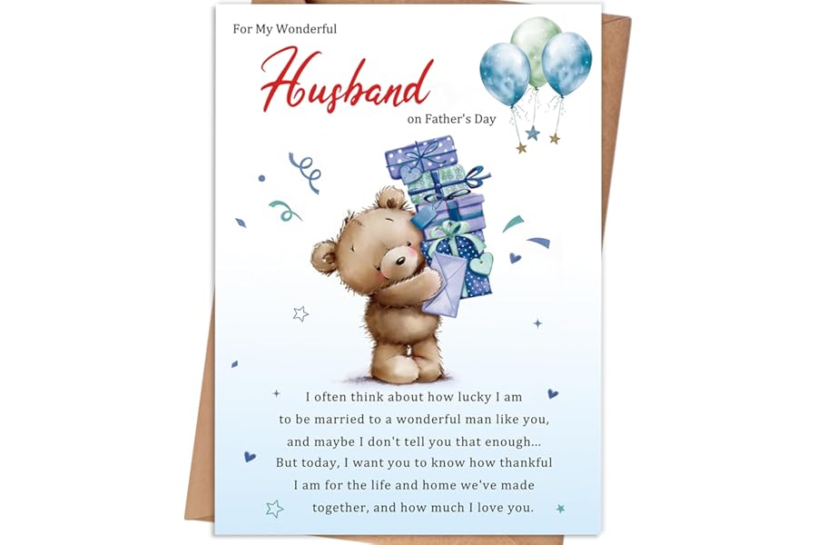 HEJOYN Fathers Day Card Gifts for Husband, Father's Day Card Gifts for Husband from Wife, Fathers Day Card for Hubby, Fathers Day Decorations