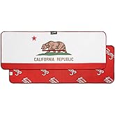 Sunday Golf High Microfiber Golf Towel 14 x 40 inches| Premium Fabric | Waffle Pattern with Center Slit (California Flag)