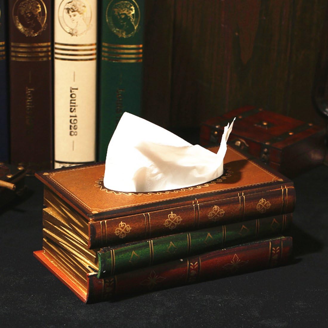 Tosnail Elegant Wooden Antique Book Tissue Holder Dispenser/Novelty Napkin Holder: Home & Kitchen