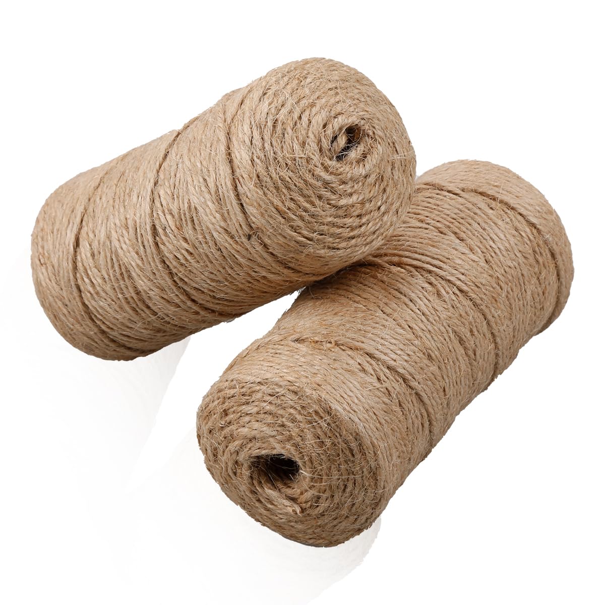 GLADFRESIT 2Pcs 100M Natural Jute Twine String - 3 Ply Garden Twine for DIY Crafts, Gift Wrapping, Bundling 2mm Thick