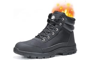 ANGRYRAM Winter Steel Toe Boots for Men Women Comfortable Warm Faux Fur Slip Resistant Snow Work Boots