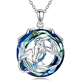 SHINYKEND 925 Sterling Silver Kingfisher Necklace for Women with Crystal, Animal Bird Pendant Valentine's Day Birthday Mother's day Jewelry Gifts for Her Wife Mom Sister Friends 18+2"