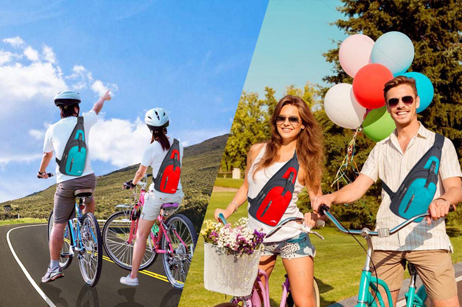 Y&R Direct Sling Bag Sling Backpack,Shoulder Chest Crossbody Bag Purse Nylon Lightweight Multicolor Small Daypack Outdoor Hiking Camping Travel Women Men Boy Girls Kids Gifts (Red)