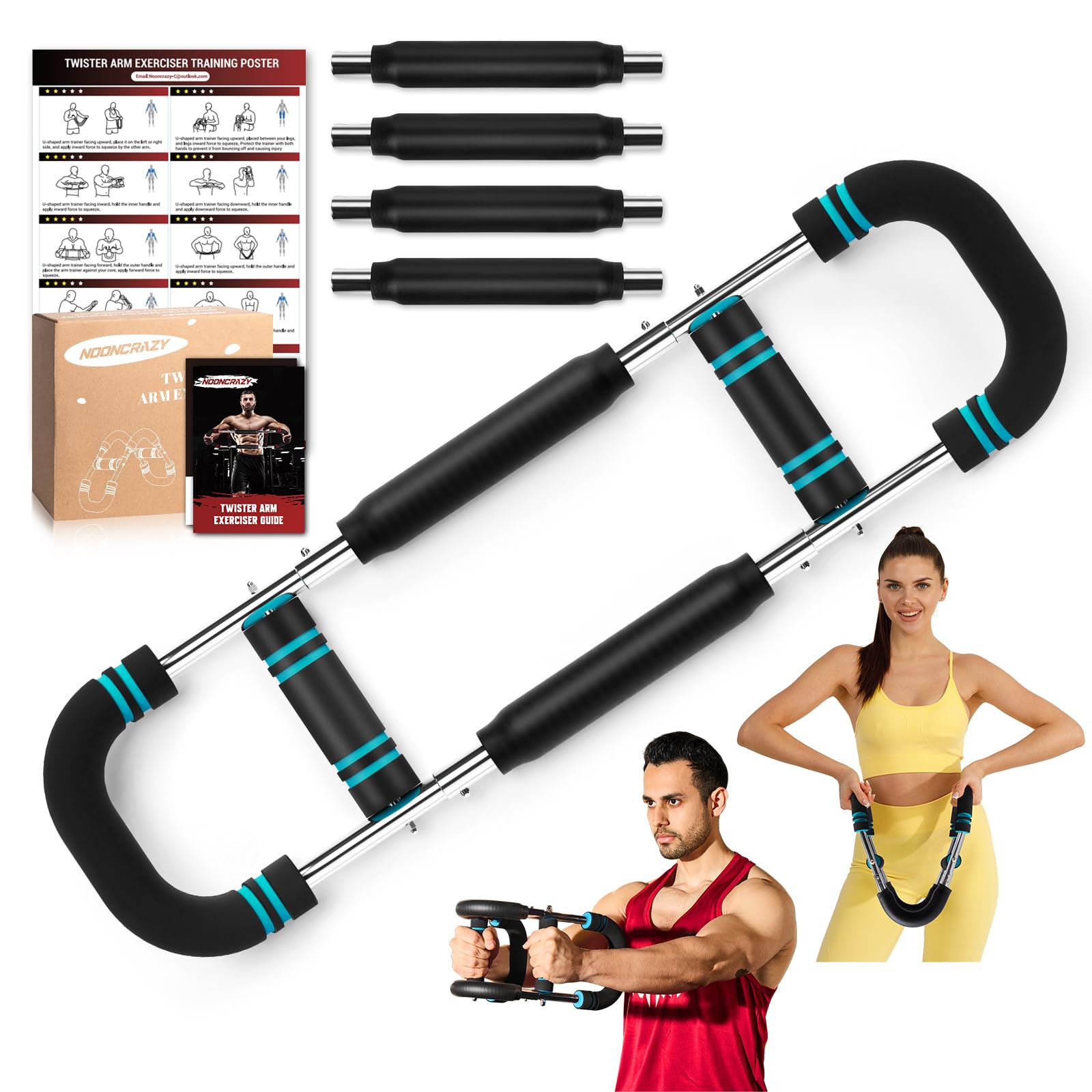 Twister Arm Trainer, Adjustable Twister Arm Chest Exerciser with 4 Spring & Training Poster for Men & Women, Detachable Power Twister Home Fitness Equipment for Enhancing Upper Body Muscle -Blue Image Twister Arm Trainer, Adjustable Twister Arm Chest Exerciser with 4 Spring & Training Poster for Men & Women, Detachable Power Twister Home Fitness Equipment for Enhancing Upper Body Muscle -Blue Image