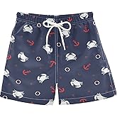 visesunny Boys Casual Board Shorts Funny Floral Boys' Swim Trunks Beach Shorts Little Kids Bathing Suit