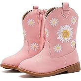 BMCiTYBM Toddler Girls Cowboy Cowgirl Boots Little Kids Pointed Toe Western Boots Mid Calf Side Zipper Riding Shoes for All Seasons (Toddler/Little Kid)