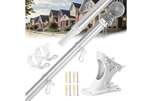 RUSHMORE ROSE USA Flag Pole for Outside House – 6FT Aluminum Flagpole Kit with Wall Mount Bracket – Heavy Duty Flag Pole Holder for Residential or Commercial Outdoor Use – Fits 3x5 American Flags