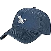 Wisedeal Women's Floral Cat Hat for Cat Lovers, Vintage Distressed Washed Adjustable Baseball Cap for Men and Women