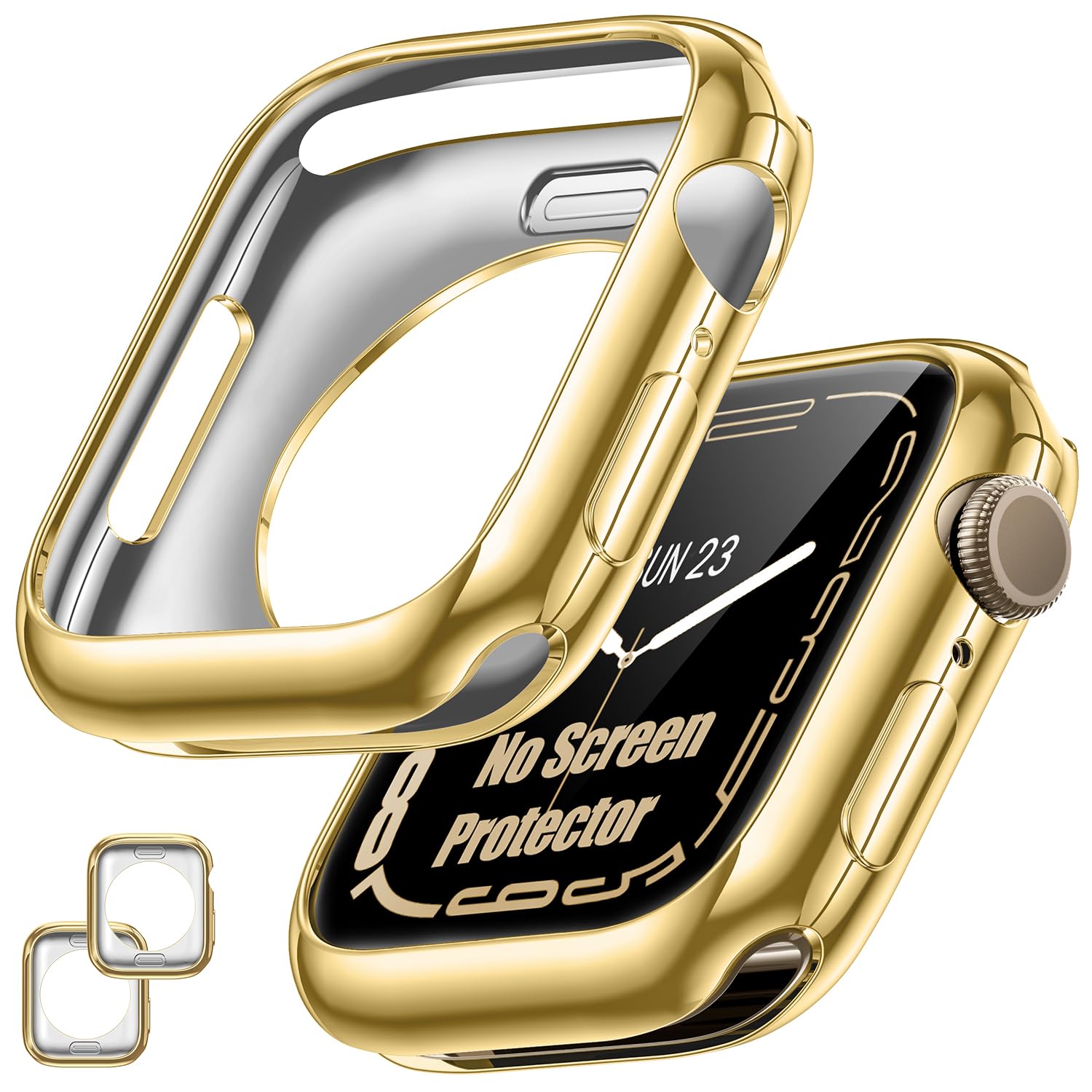 Photo 1 of [2 Pack] Goton Bumper Case for Apple Watch 41mm, [No Screen Protector] Slim Soft TPU Shockproof Case Cover Bumper Protector Accessories for 41mm Apple Watch Series 9/8/7, 41mm Gold+Gold