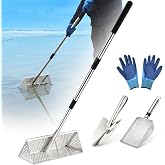 Sand Flea Rake, Long Handle Sand Sifter, Beach Rake Comes with A 16-Inch Wide Stainless Steel Mesh Screen for Collecting Seashells and Beach Finds, Includes Pole, Shovel, and Sifter