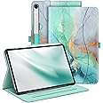 Fintie Case for Samsung Galaxy Tab S9 FE 5G 10.9 Inch/Tab S9 11 Inch 2023, Multi-Angle Viewing Protective Cover with Pocket, Auto Sleep/Wake, Emerald Marble