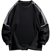 VIPWOLF Men's Crewneck Oversized Sweatshirts Color Block Long Sleeve Oversized Pullover Top