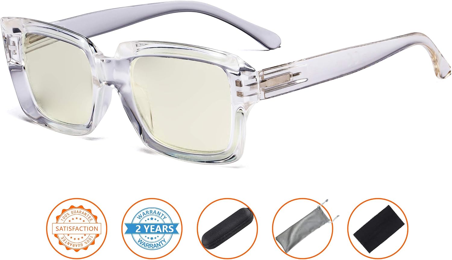 CessBlu Ladies Oversized Blue Light Filter Glasses Blocking UV Rays Computer Readers for Women Reading Oprah Style (Transparent) +0.5 - Image 3