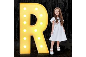 YOSWPP 4FT Large Marquee Light Up Letters Numbers Giant Mosaic Balloon Frame,Wedding Backdrop Decoration Anniversary Decoration Foam Board (4FT,R)