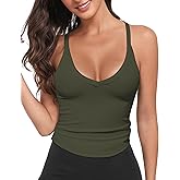 Workout Tank Tops for Women V Neck Racerback Tank Tops Ribbed Knit Camisole Top Slim Fit Basic Yoga Sleeveless Tops