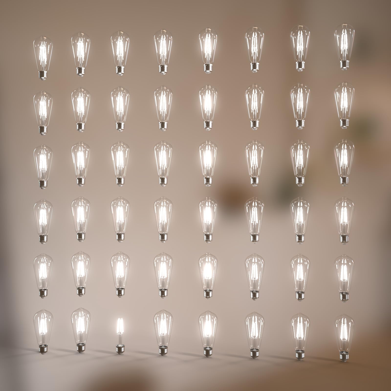 Jensense Edison Bulbs 6W E26 LED Bulb 60 Watt Equivalent, Vintage LED Light Bulbs CRI90+ ST19, Dimmable Clear Light Bulbs, 5000K Daylight Cool White 48 Pack Image