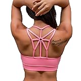 Women's Padded Sports Bra Criss Cross Back High