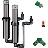Quick-Snap In-Ground 5-Inch Pop-Up Adjustable Sprinkler 2-Pack With Quick Hose Connectors And Splitter, QSK-742