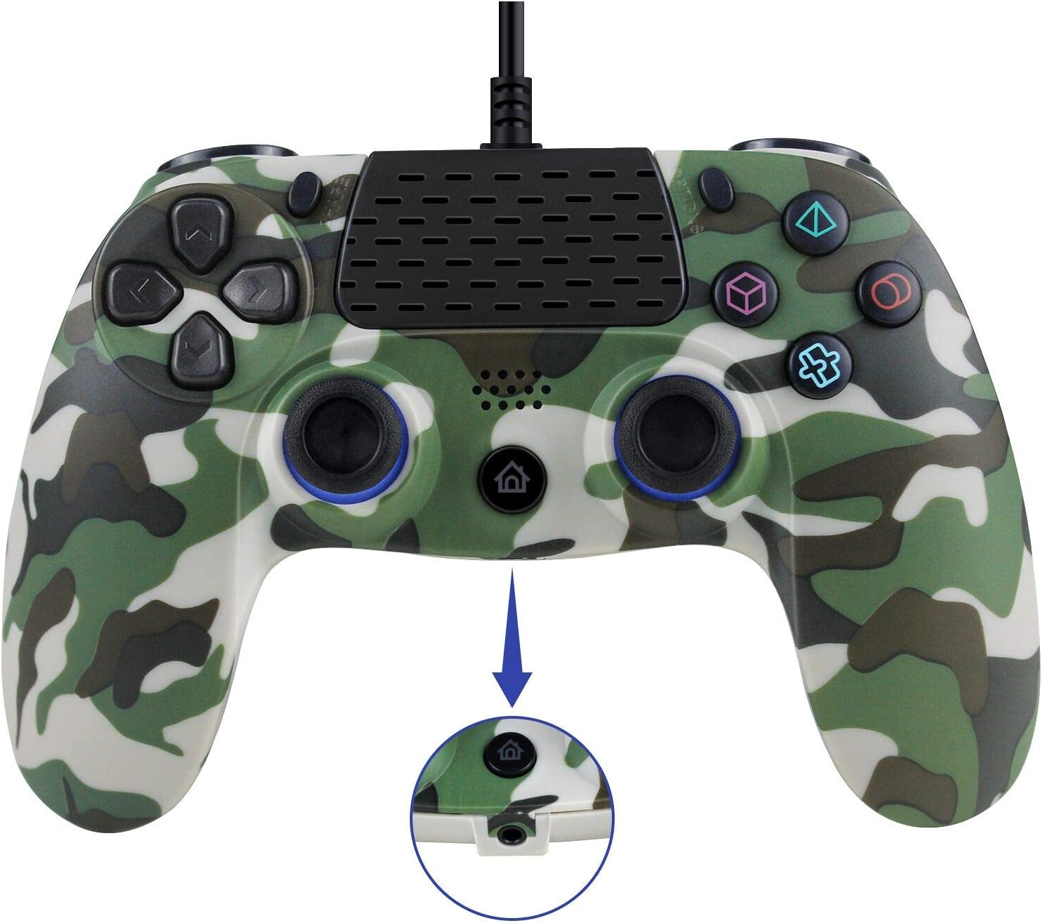 Wired PS4 Controller, Dual Vibration USB Wired PS4 Remote Controller Joystick Gamepad with 3.5MM Headphone Jack 2.5 Meters (8 Feets) Cable for Play Station 4 PS4/PS3/PC Platform