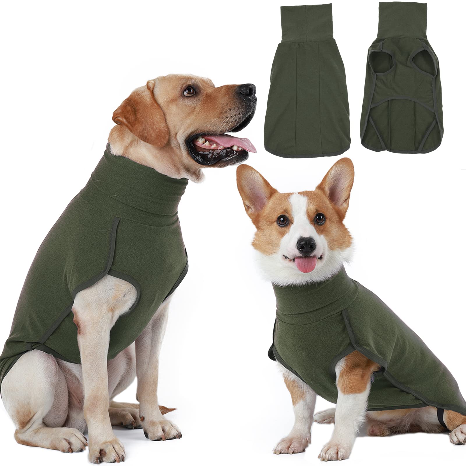 Hjyokuso Dog Jumper Fleece Vest Sweater, Warm & Lightweight Pullover Coat, Autumn Winter Cold Weather Puppy Clothes for Small Medium Large Dogs (Green XXS)