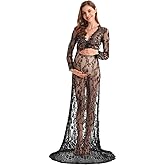 MYRISAM Boudoir Maternity Long Sleeve Lace Dress Women Deep V-Neck Wedding Party Long Dress Milk Bath Photoshoot Gown