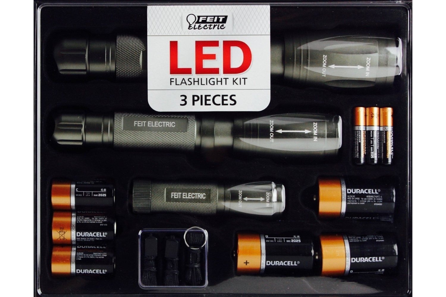 FEIT Electric LED Silver Flashlight Kit 1000, 500, 250 Lumens Slide