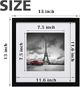 EGOFINE 12x12 Black Picture Frames Set of 4 Solid Wood with Glass 11.7x11.7 view 3