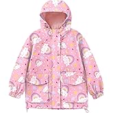 Avoogue Toddler Rain Jacket Windbreaker Lined Raincoat Waterproof Hooded Lightweight Rain Coats With Pockets 4-12Y