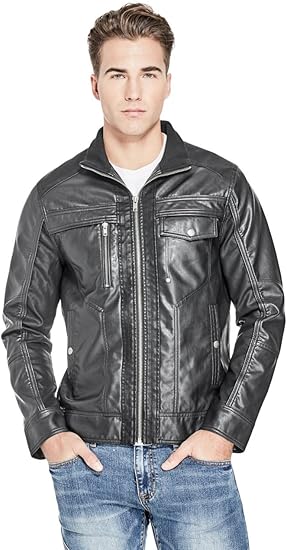 g by guess men's leather jacket
