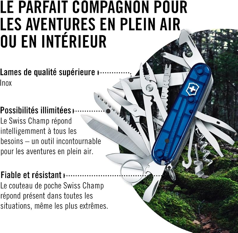 Couteau Suisse Swiss Champ - Multitool 33 Fonctions - Bleu