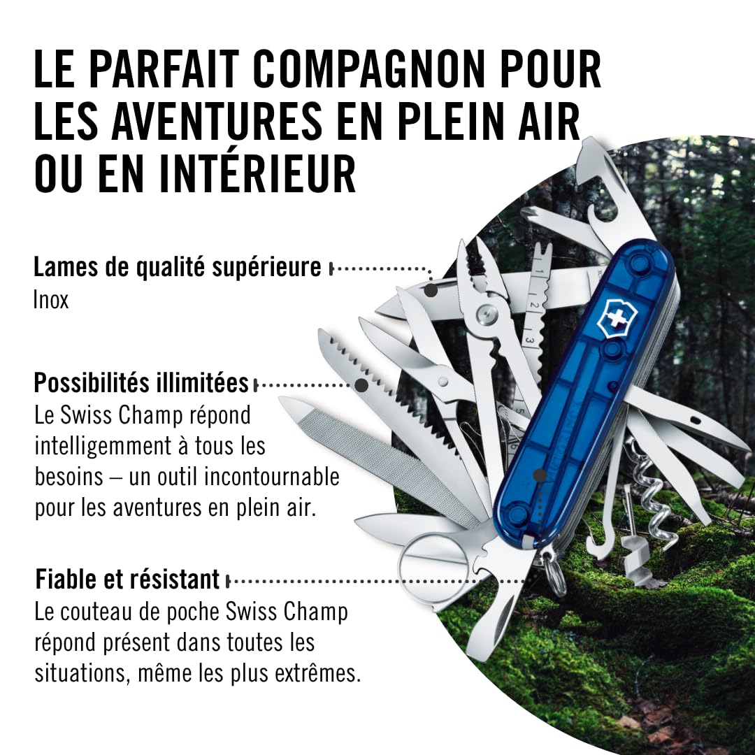 Couteau Suisse Swiss Champ - Multitool 33 Fonctions - Bleu