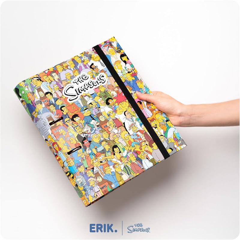 Archivador 2 anillas Simpsons - Carpeta anillas A4 escolar con Tapa Dura y banda elástica | Material escolar y papeleria Vuelta al Cole