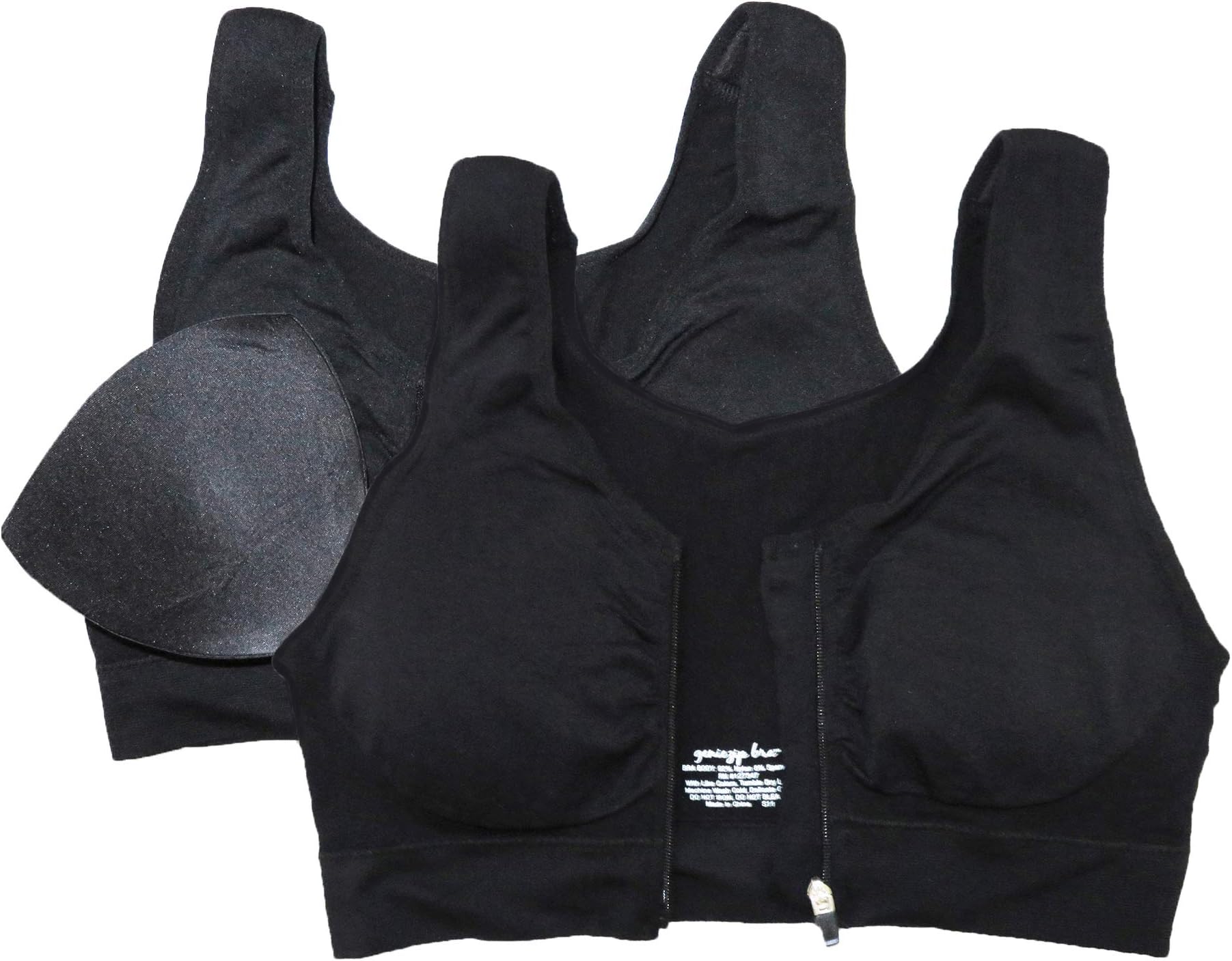 JIEFEIZHL Womens Hight Impact Front Zipper Sports Bras Wireless Padded Top Pack of 2