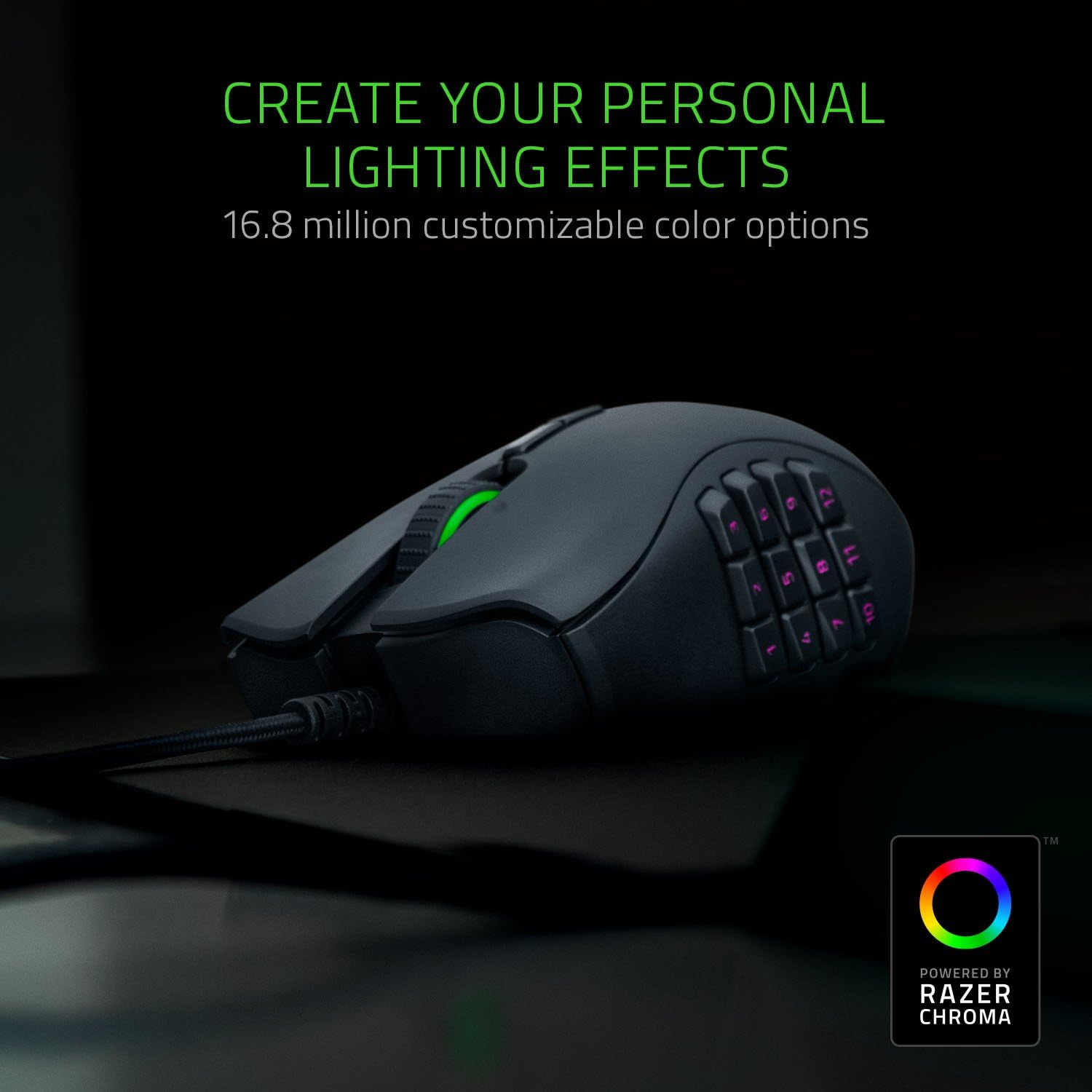 Razer Naga Trinity Gaming Mouse: 16,000 DPI Optical Sensor - Chroma RGB Lighting - Interchangeable Side Plate w/ 2, 7, 12 Button Configurations - Mechanical Switches: Computers & Accessories